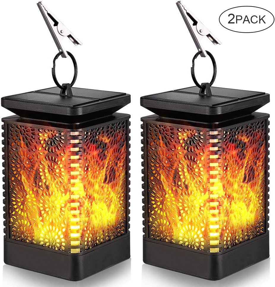 Solar Lantern Lights, Outdoor Waterproof Dancing Flame Lights, YSLP Hanging Lantern Solar Powered Umbrella LED Effect Night Lights Landscape Lanterns Auto On/Off Night Light Garden Yard Patio Deck