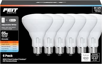 Feit Electric BR30 LED Light Bulbs, 65W Eq, Dimmable, 5CCT 6Way, 6 Pack