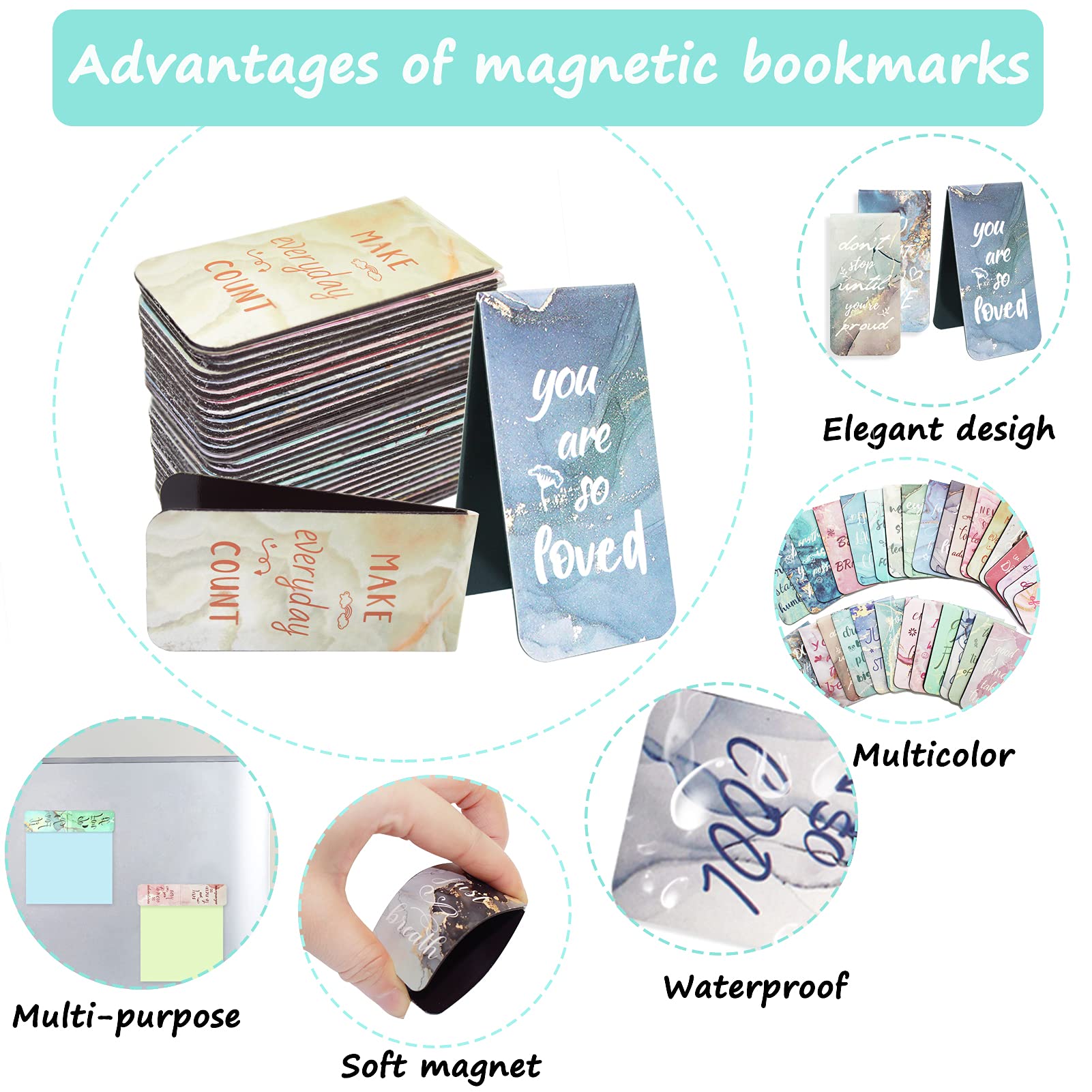 30 Segnalibri Magnetici Con Citazioni Ispiratrici - Per Libri, Ufficio, Studio - Foto 9