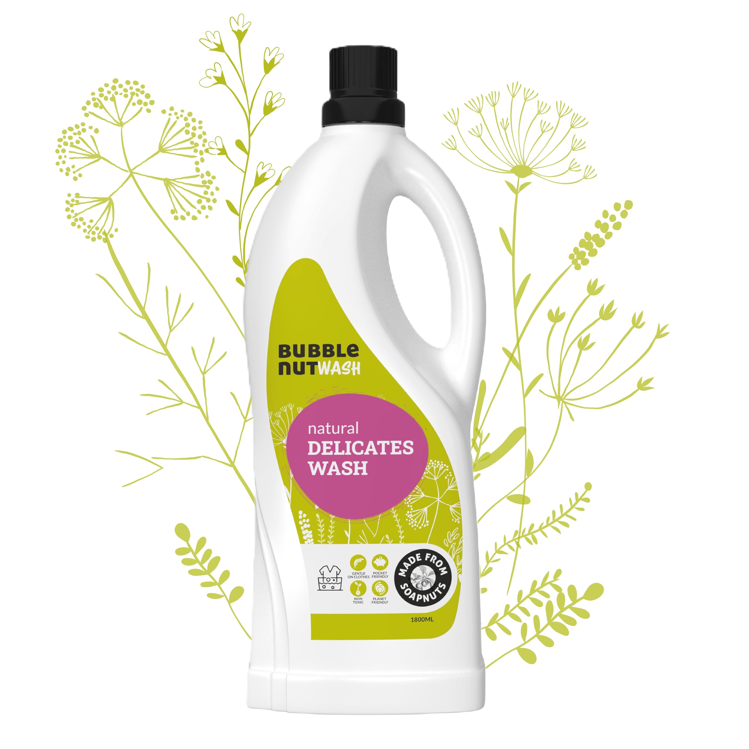 BubbleNut Wash Delicates Wash Liquid (1.8 Lits)- Saree Shampoo, Silk Saree Washing Liquid, Woolen Winter Clothes, Undergarments Liquid Wash,Chiffon, Lingerie, Natural, Organic Detergent for Delicate Underwear-image-4