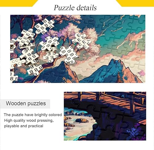 Miniatura 2 de Rompecabezas de madera de 500 piezas de impresión de casas de pueblo de paisaje, Zcon bolsa de almacenamiento de partición del alfabeto, fácil de