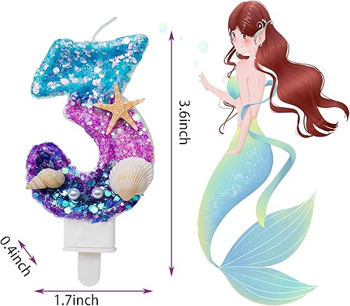 Miniatura 2 de Vela número 0, vela de cumpleaños de lentejuelas degradadas azules y moradas 0 para pastel, ideal para una fiesta de sirena o bajo el mar.