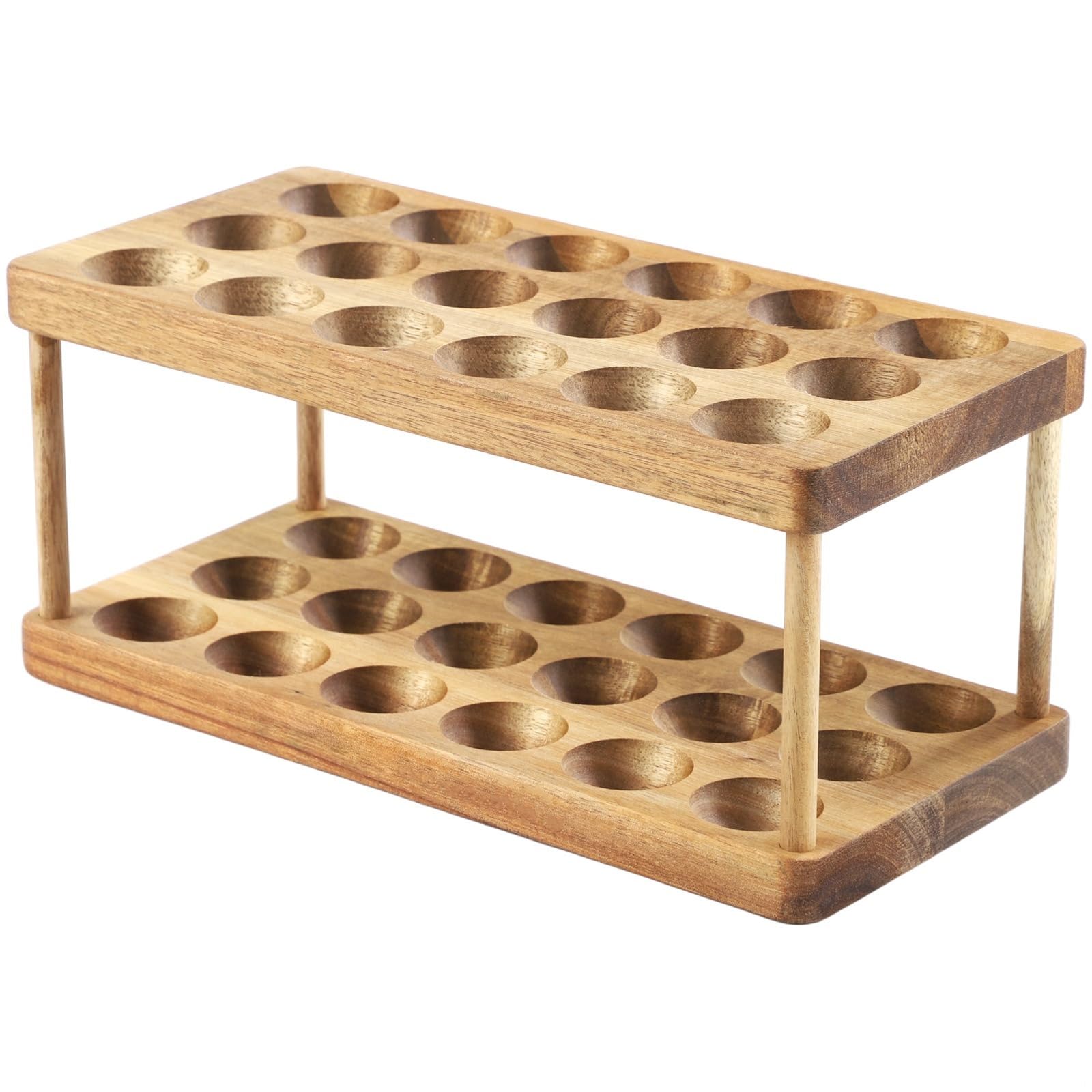 Soporte para huevos de madera de 2 niveles para 36 huevos, organizador de huevos apilable, estante para huevos para nevera
