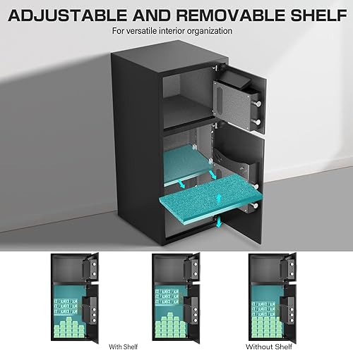 Miniatura 6 de Caja de seguridad para el hogar extragrande de 6.5 Cub a prueba de fuego, impermeable, caja fuerte digital para dinero con ranura para caídas y