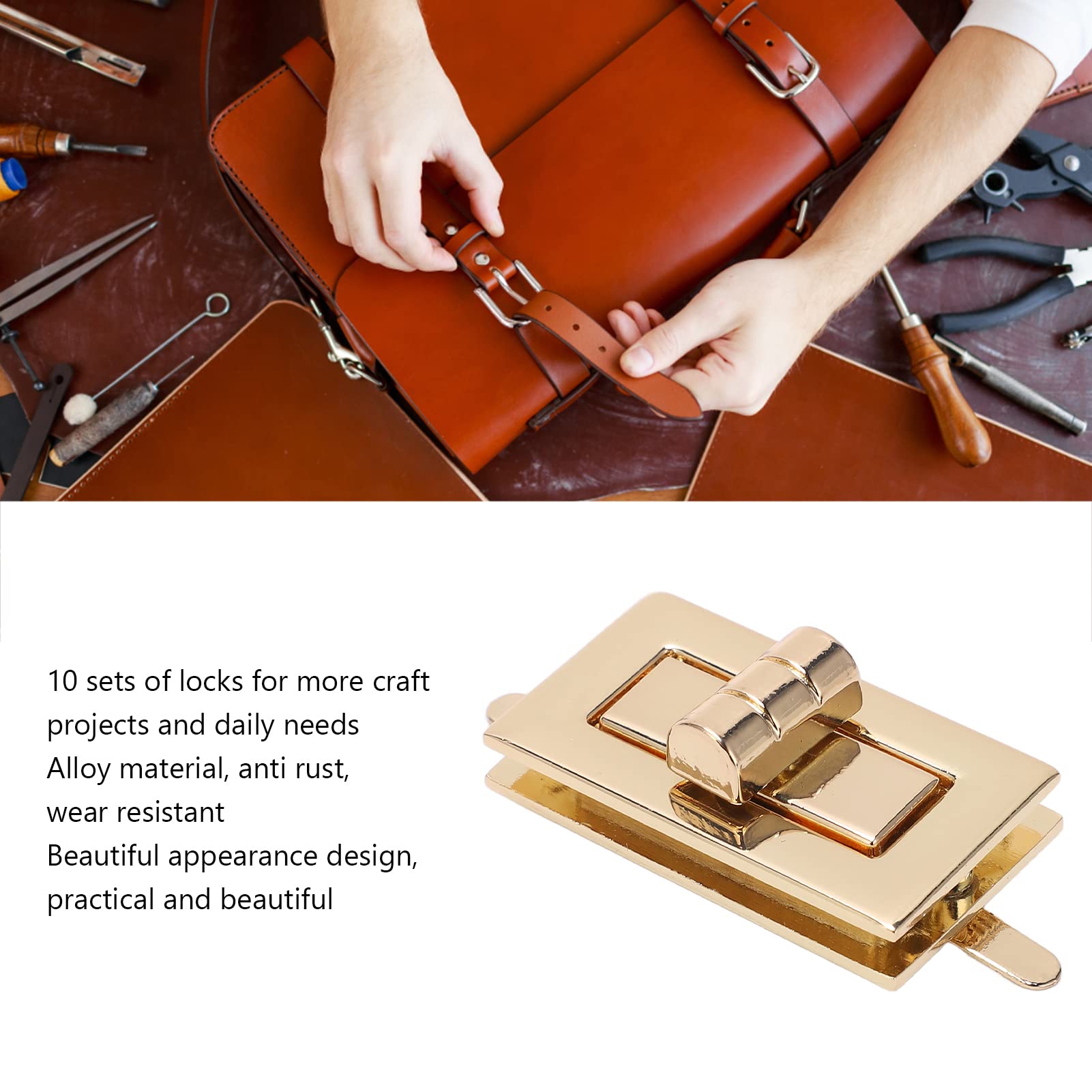 Chiusure per Borse, 12 Insiemi Chiusura per Borsa con Basi, Accessori Hardware Twist Lock Fermagli, Chiusure a Rotazione per Copertura in Tela del Tettuccio Della Barca, Realizzato in Ottone