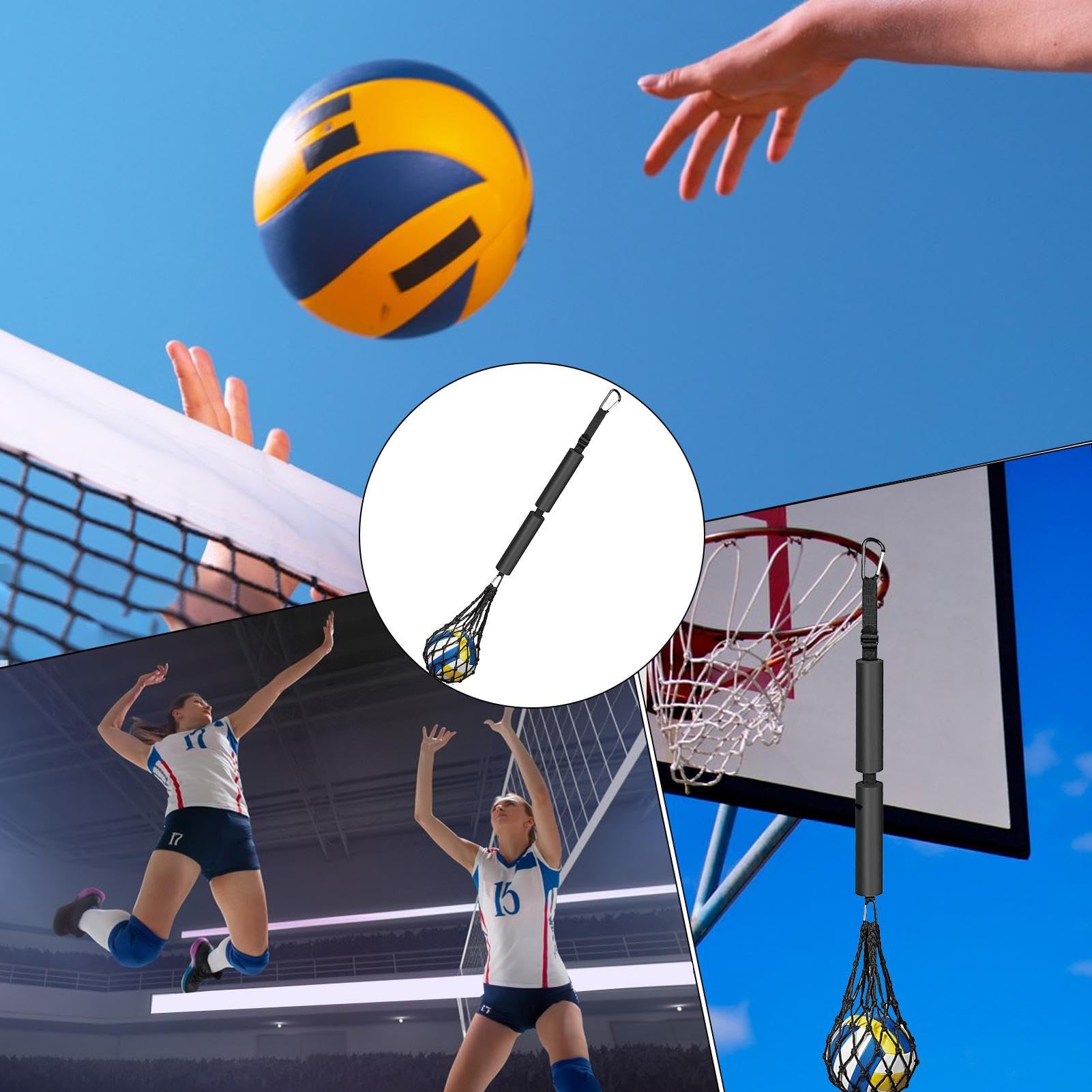 Luckxing Aiuto per l'allenamento di pallavolo, allenatore di pallavolo rimbalzante - Allenatore rimbalzante per servizio di pallavolo regolabile | Migliora l'agilità degli sport con la palla Jump
