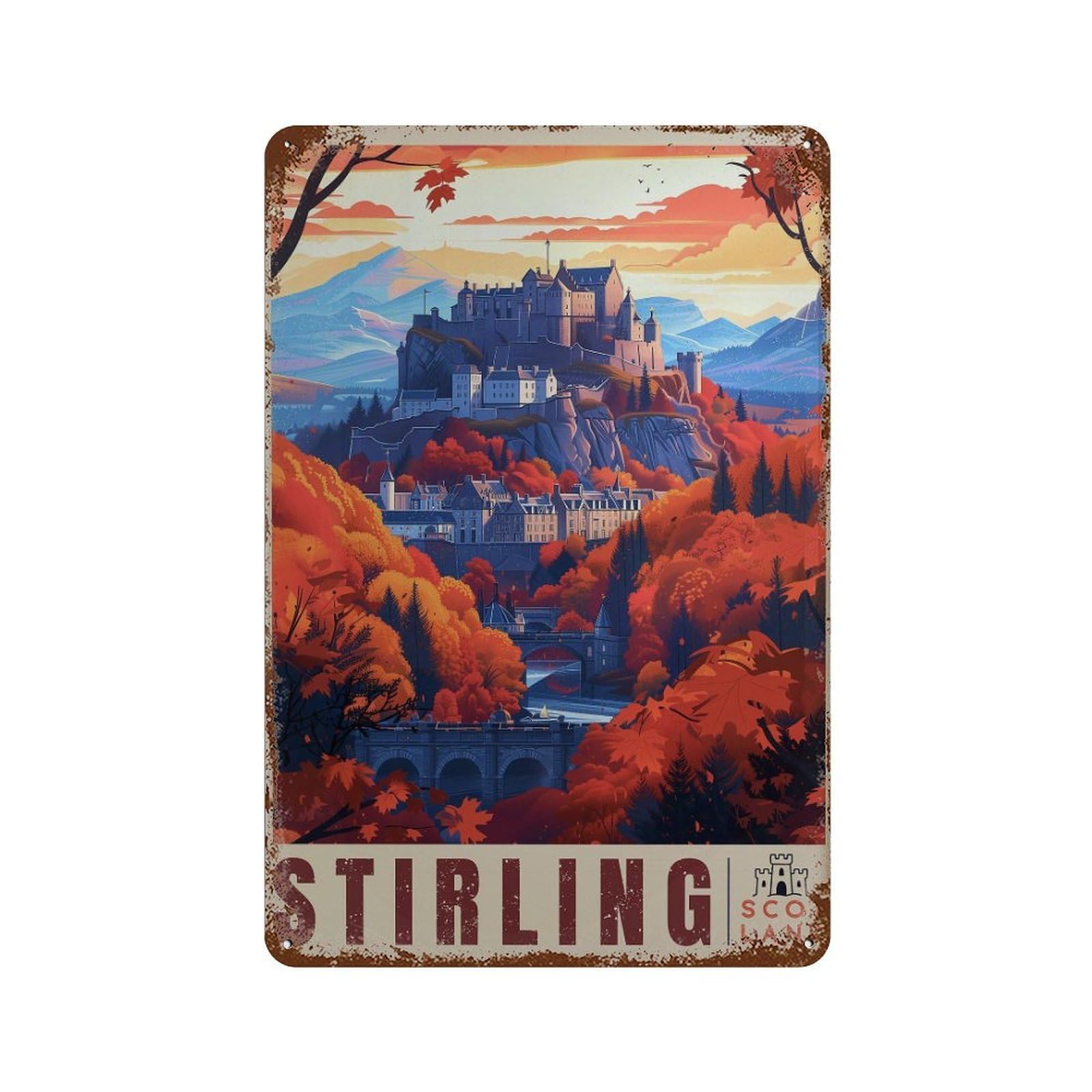 xiaoxiaoshen Stirling Castle Scotland Travel Vintage Wall Decor Art Metal Tin Poster Modern Home Decor Art Home Bar Shop Decorations Vintage Sign 30x20cm