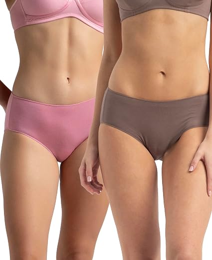 Jockey 1802 Women's High Coverage Micro Modal Elastane Stretch Mid Waist Hipster with Ultrasoft Concealed Waistband (Pack ...