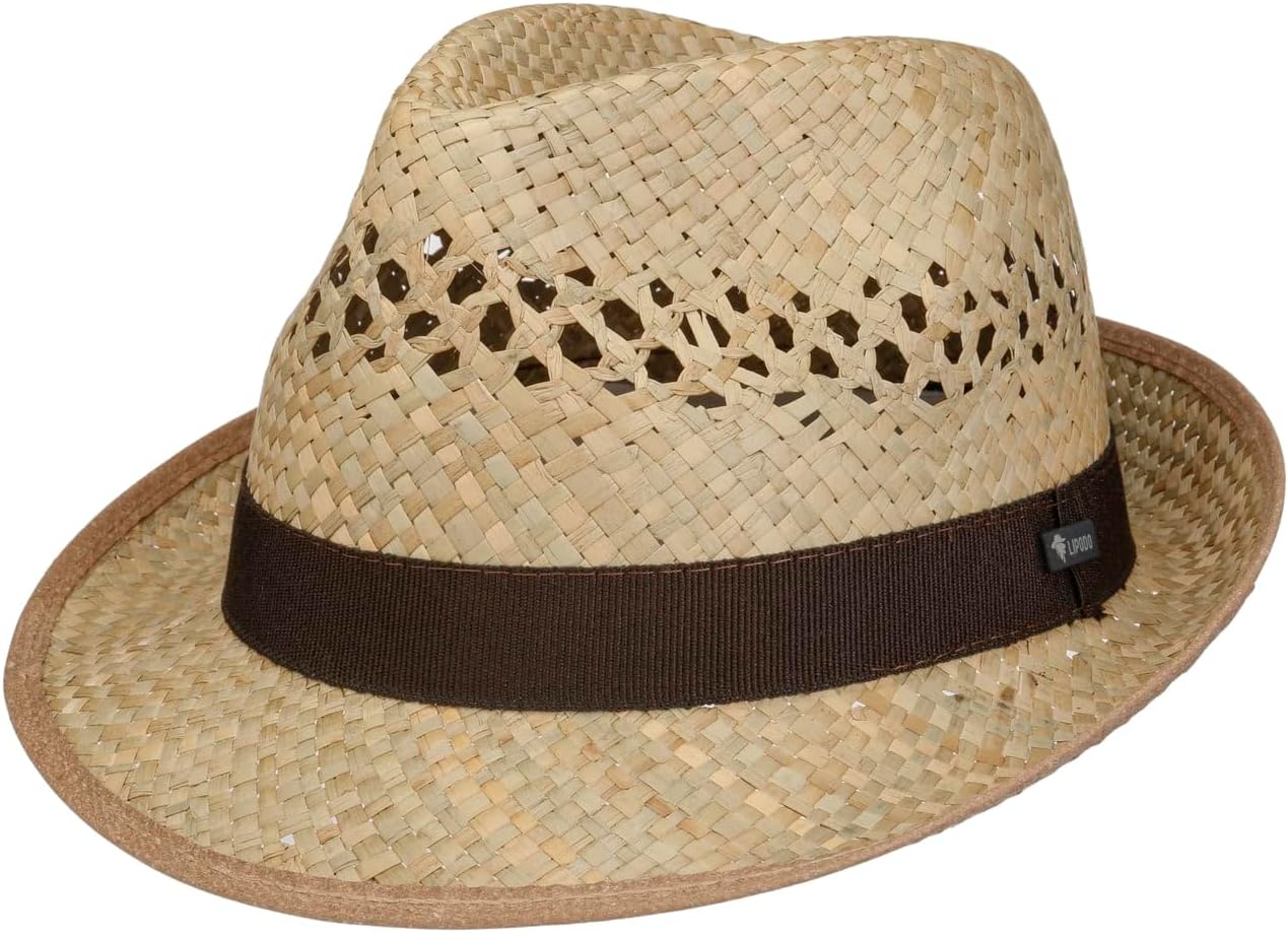 Lipodo Classic Straw Hat (Trilby) Men/Women - Summer Hat with a Black Grosgrain Ribbon - Sun Hat Made in Italy - Summer -