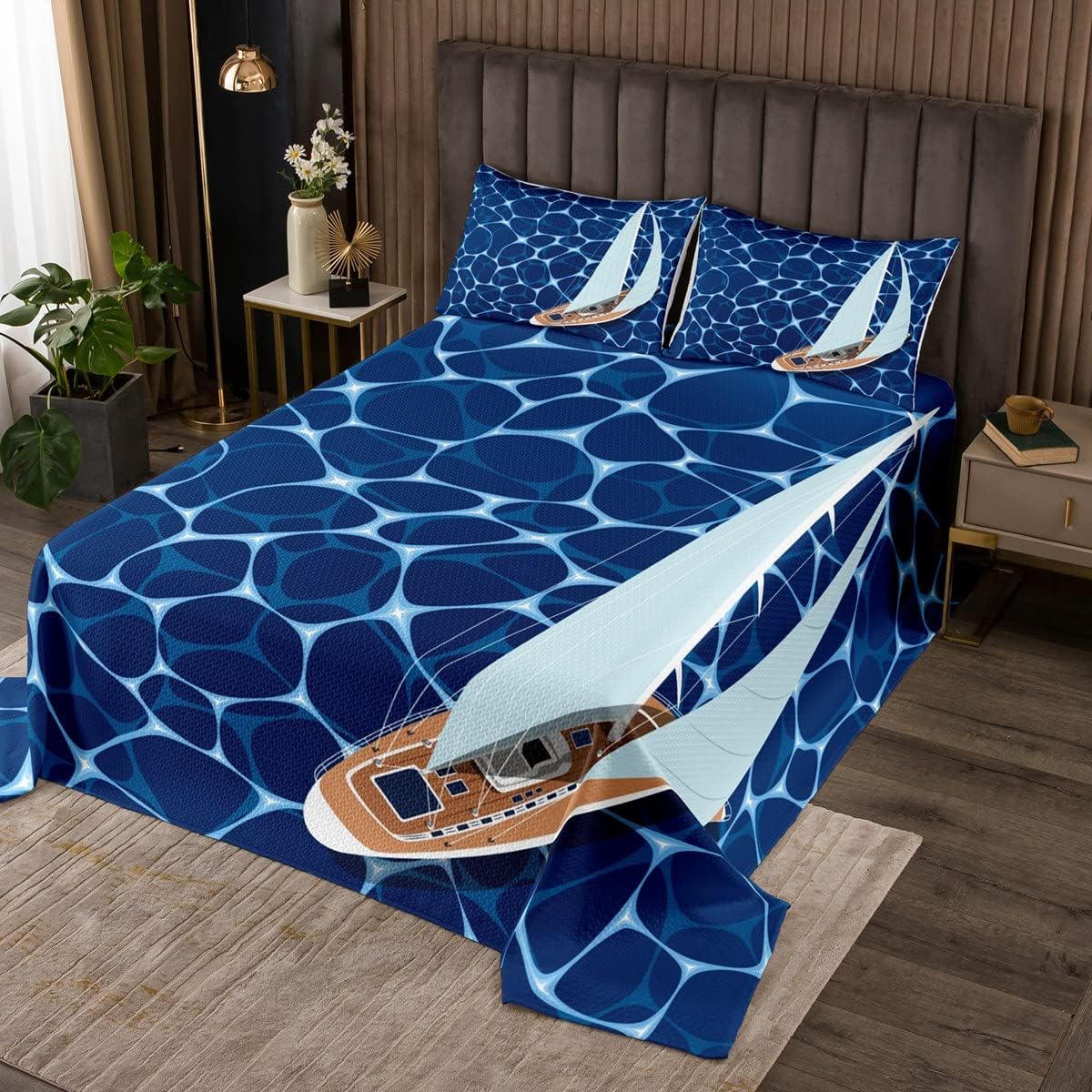 Game Light Kids Bedspread Queen Size,Lightning Strike Gamers Modern Fashion Coverlet Set,Girls Boys Adults Room Decor,Tie-dye Graffiti Boho Quilted Coverlet,Blue Black Bedding Quilt,2 Pillowcases