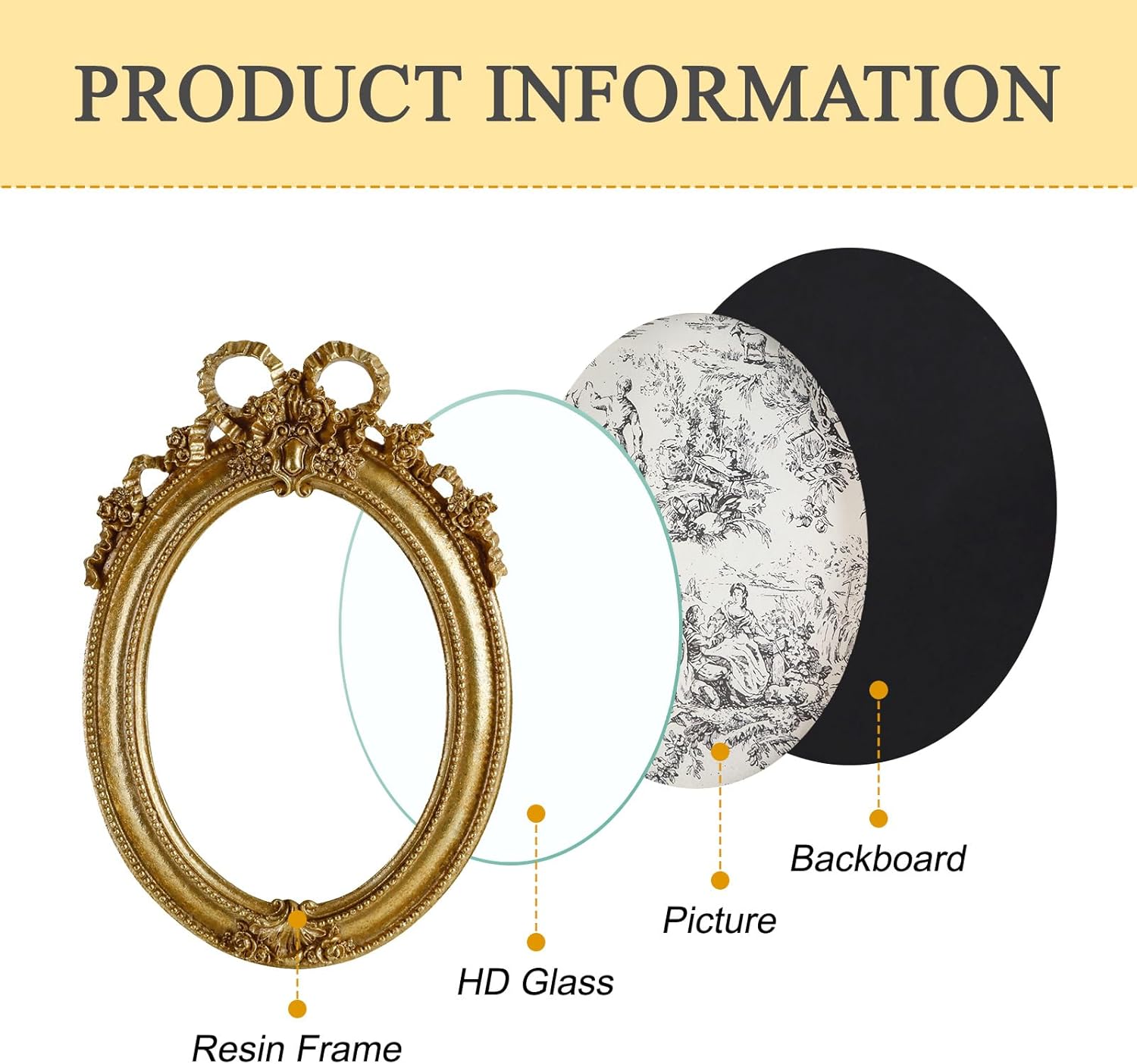 NIKKY HOME Vintage Picture Frame 5x7, Retro Gold Photo Frames Tabletop and Wall Mount, Oval Photo Frame with Stand and Glass Front for Family Portraits Antique Gallery Decor Home Decor