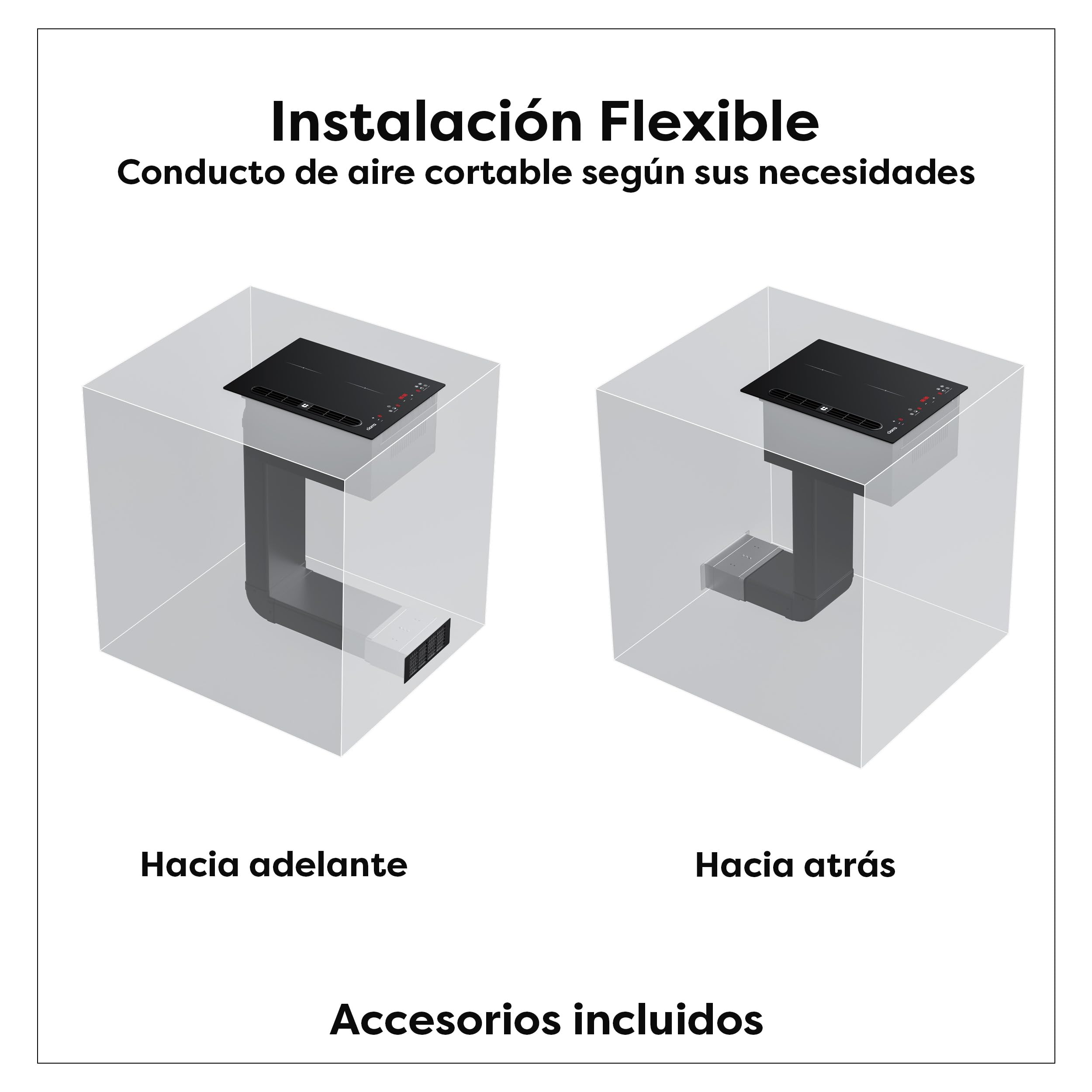 CIARRA CBBEH392B Placa Inducción con Extractor Integrado 39cm | Placa de inducción 2 placas| 3200W | Booster | Filtración por Plasma Avanzada, Booster, Función Pausa, Bloqueo Infantil