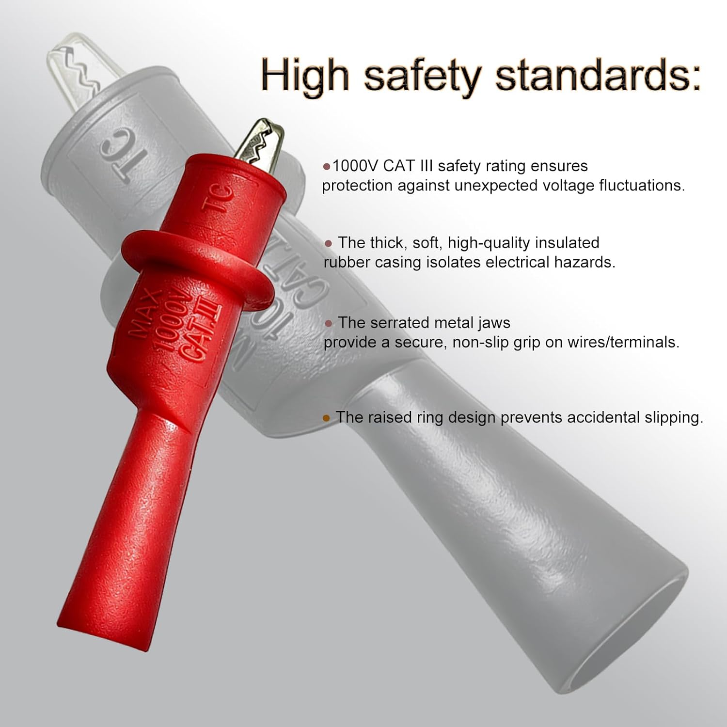 Multimeter Leads Kit, 49" Premium Silicone Multimeter Test Lead Set, CAT III 1000V 20A Sharp Gold-Plated Probes, Alligator Clips, 0.8mm Back Probe Needles CAT II, for Fluke/AstroAI/Klein - Image 6