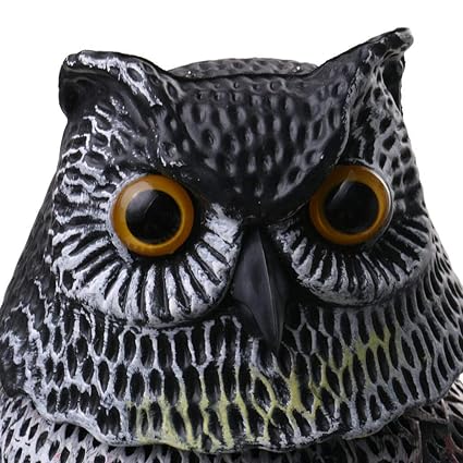 3X Realistic Owl Decoy Rotating Head Pest Control Crow Scarer Scarecrow