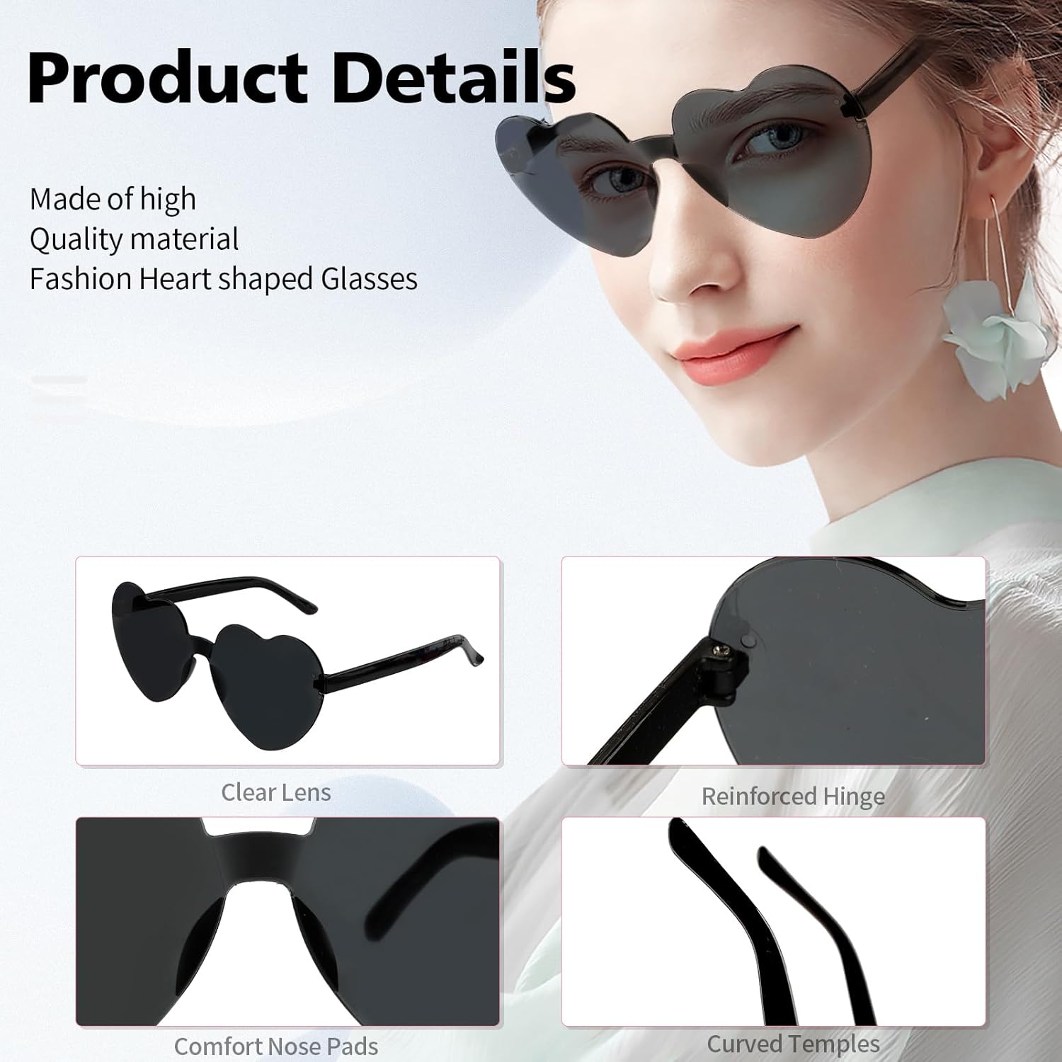 Heart Sunglasses Heart Shaped Glasses Bulk Valentines Halloween Bachelorette Party Decorations Glasses Women Men - Image 4