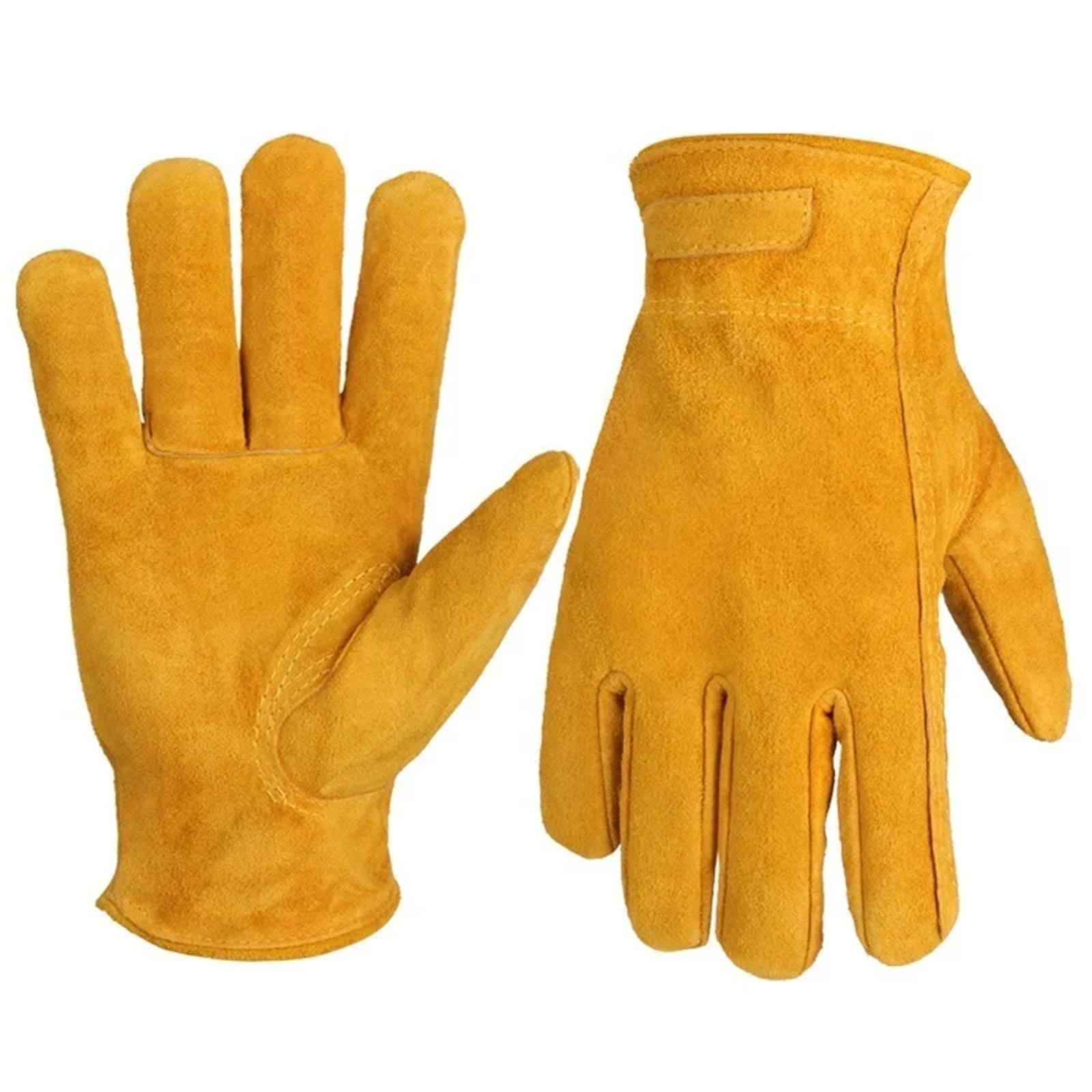 Generico Guanti di sicurezza sul lavoro in pelle di vacchetta, resistenti all'usura for saldatura, edilizia, giardino ed equitazione(M)