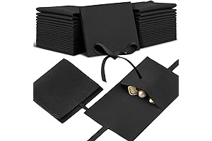 40 Pieces Black Microfiber Jewelry Pouches in Bulk for Bracelets and Necklaces