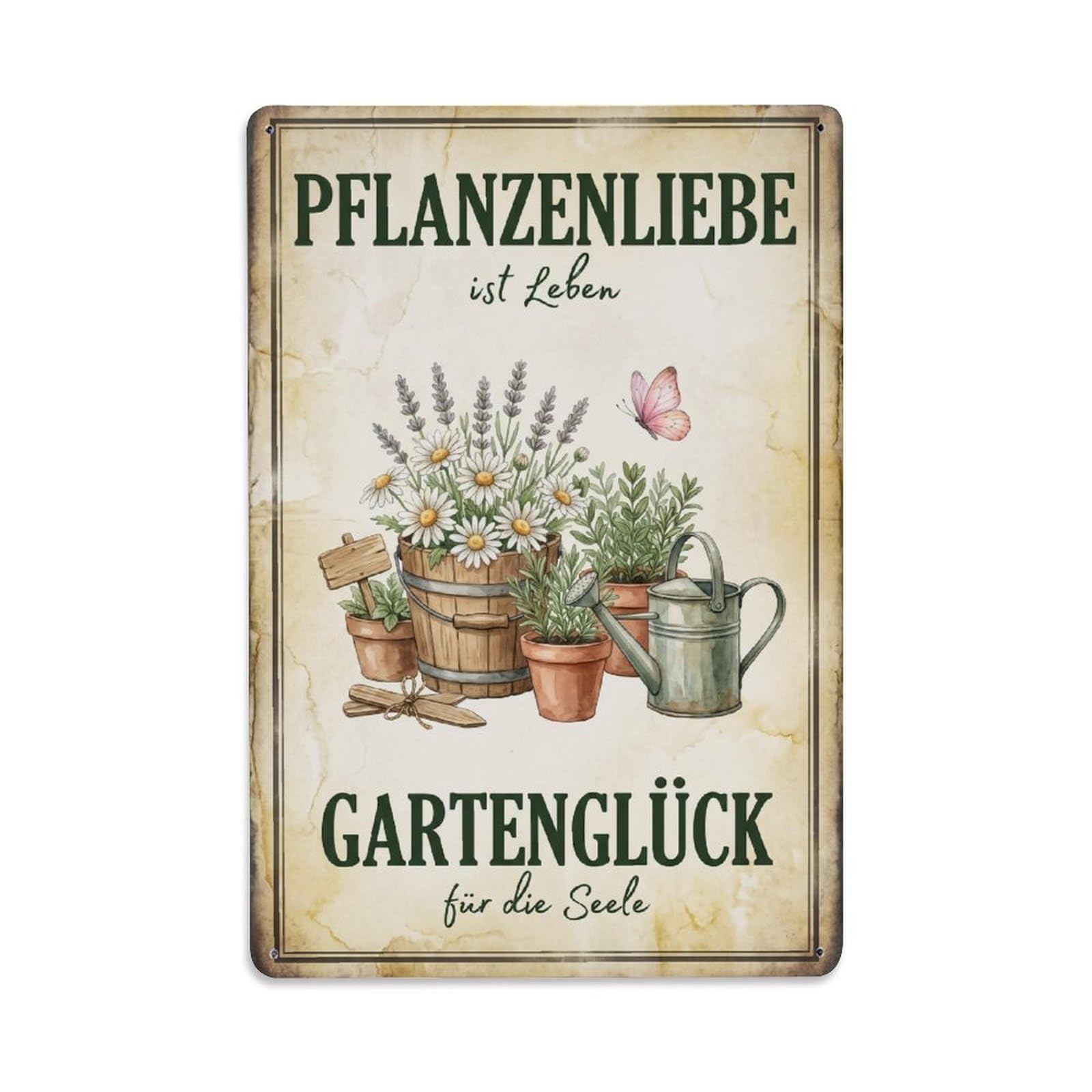 Vintage Funny Garden Plant Love Rustic Gate Meadow Metal Tin Sign Plaque Wall Decor for Cafe, Club Bar, Office, Garden Metal Poster 8x12Inch