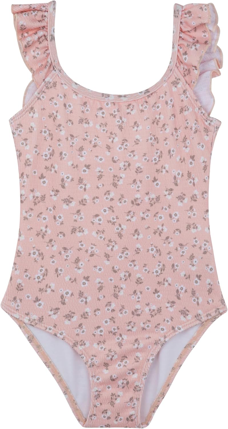 Gottex Kids Square Neck Ruffle One Piece Swimsuit Chlorine Fade Resistant and Built-in UPF UV 50+ Protection