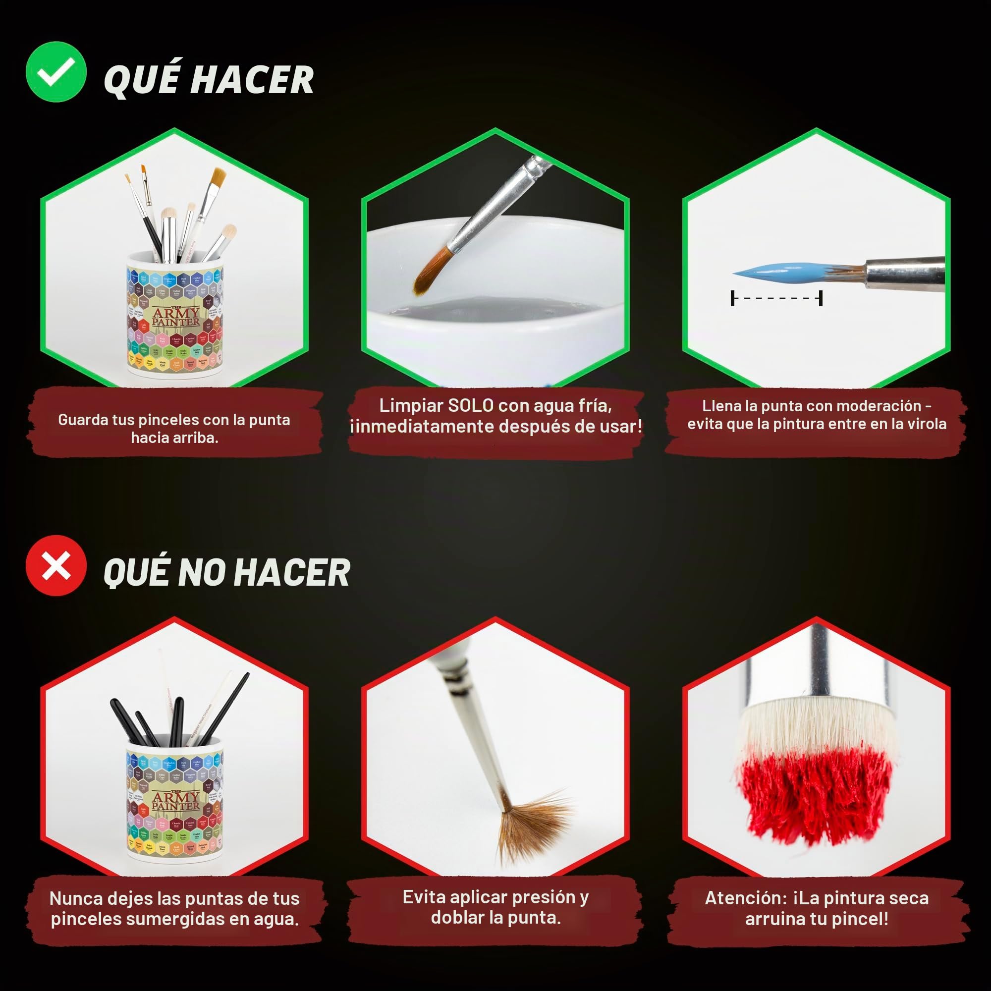 The Army Painter, Most Wanted Brush Set, 3 pinceles hechos a mano | Pincel pequeño para cepillado en seco, capas y detalles finos, pinceles de calidad hechos a mano en Europa