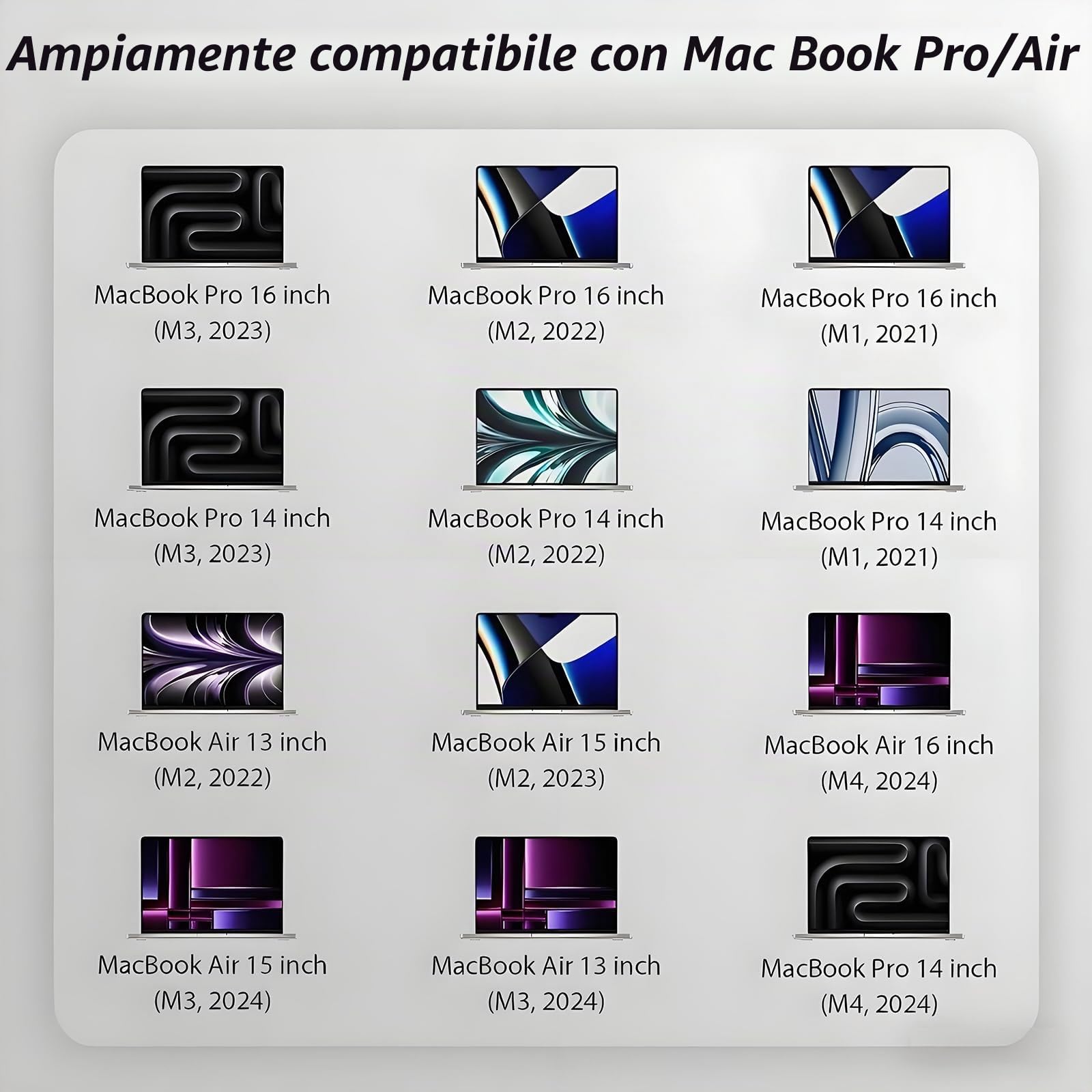 Caricabatterie da 96 W per MacBook Pro 16 14" Mac Air 15 13" 2025 2024 2023 2022 2021 M1-M4 Tipo C Adattatore di alimentazione rapido e cavo da tipo C a 3 cavi magnetici da 2021-2025