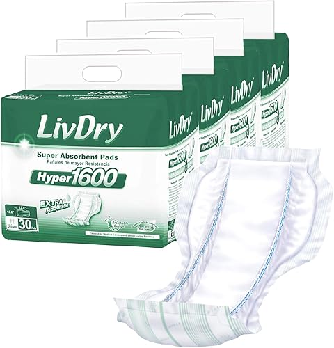 Miniatura 8 de LivDry Inserto de almohadilla de alta absorción para calzoncillos de incontinencia y pañales para adultos, mujeres y hombres, Hyper 1200 (120