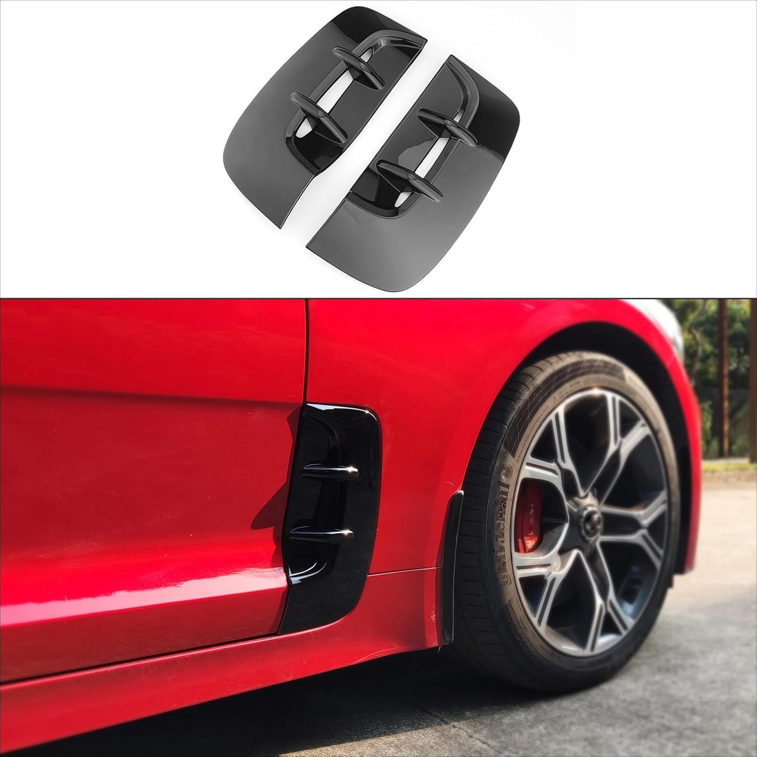 2PCS ABS Glossy Black Car Side Fender Vent Trim Covers Compatible with Kia Stinger 2018-2023 Accessories