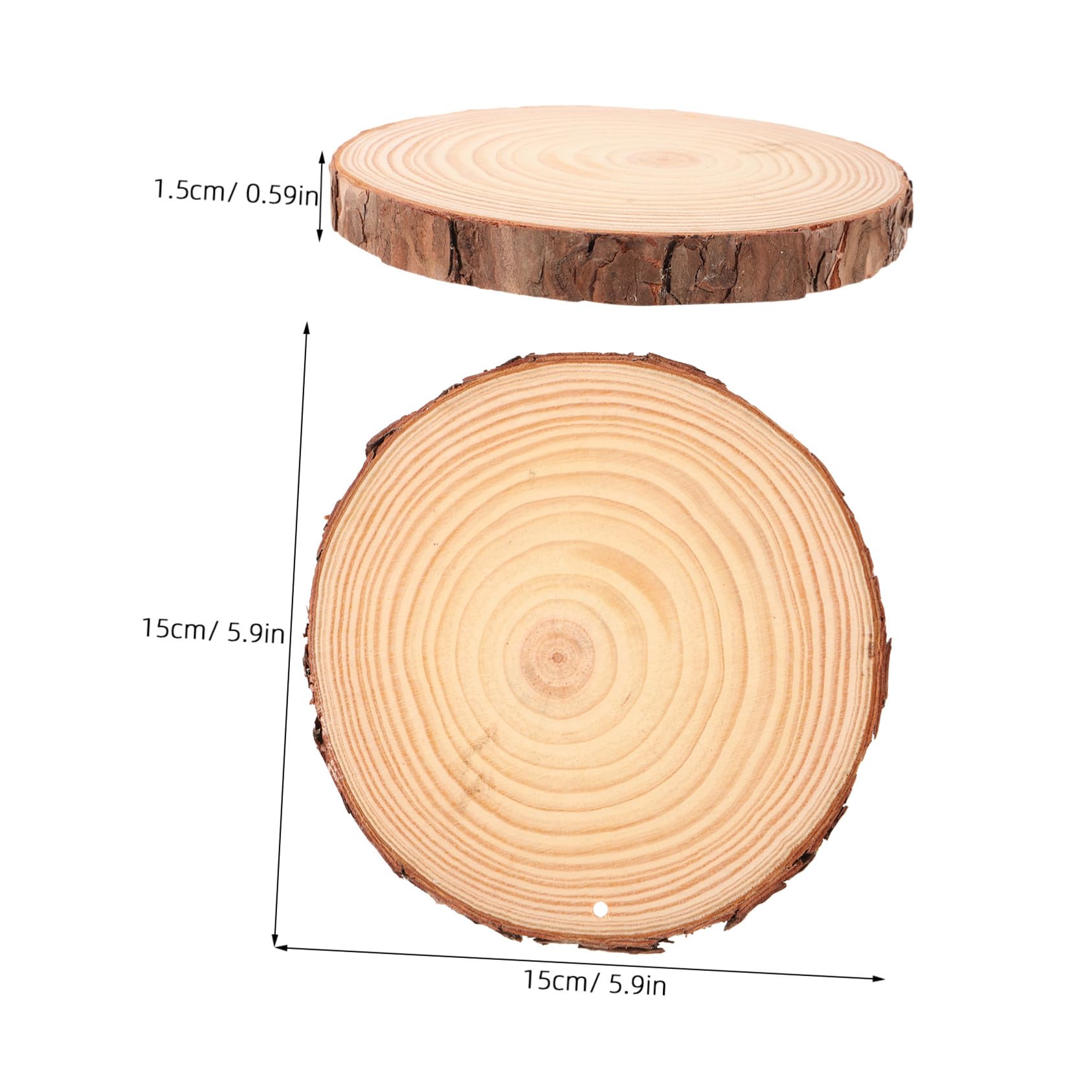 TEHAUX 5 Stück Holzscheiben zum Basteln Kiefernholz mit Rinde Unbehandelte Holzscheiben für DIY Dekorationen Hochzeiten Wohnkultur und Fotorequisiten