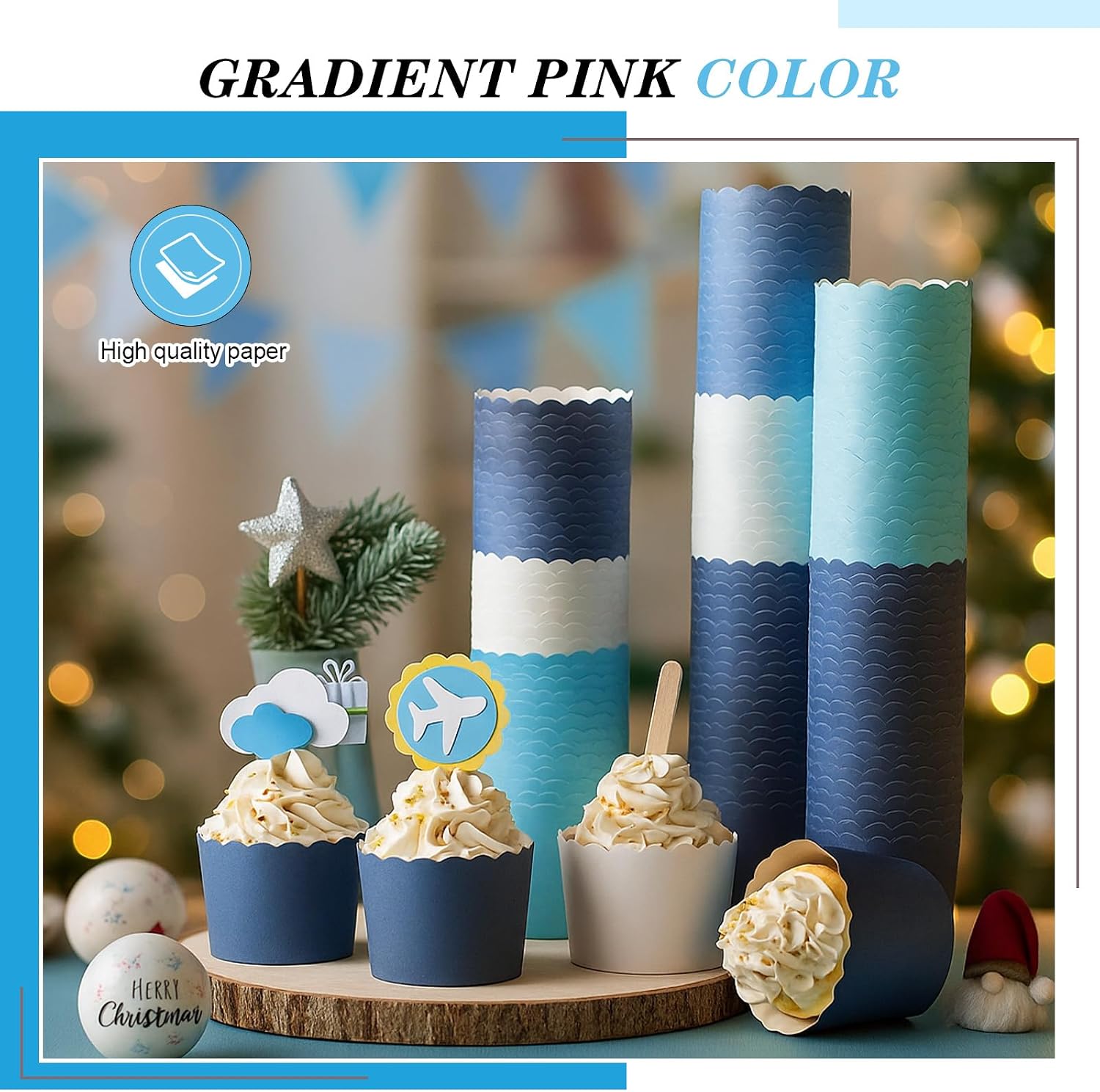 Havawish 250 Pcs Blue Baking Cups 2.4 Inch Paper Cupcake Liners