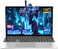 GXMO Laptop de 15,6 polegadas 2025 Intel 11ª geração N95 (até 3,4 GHz), 16 GB de RAM, SSD de 512 GB, teclado retroiluminado, leitor de impressão digital, tela IPS FHD 1080P, laptop fino e fino para