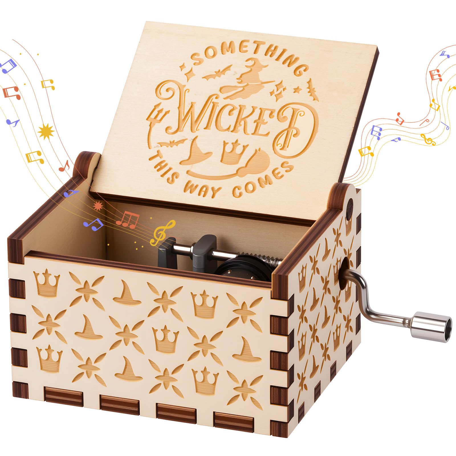Caja de música de bruja manivela madera gótica miniatura UpfurMach decoración vintage Halloween