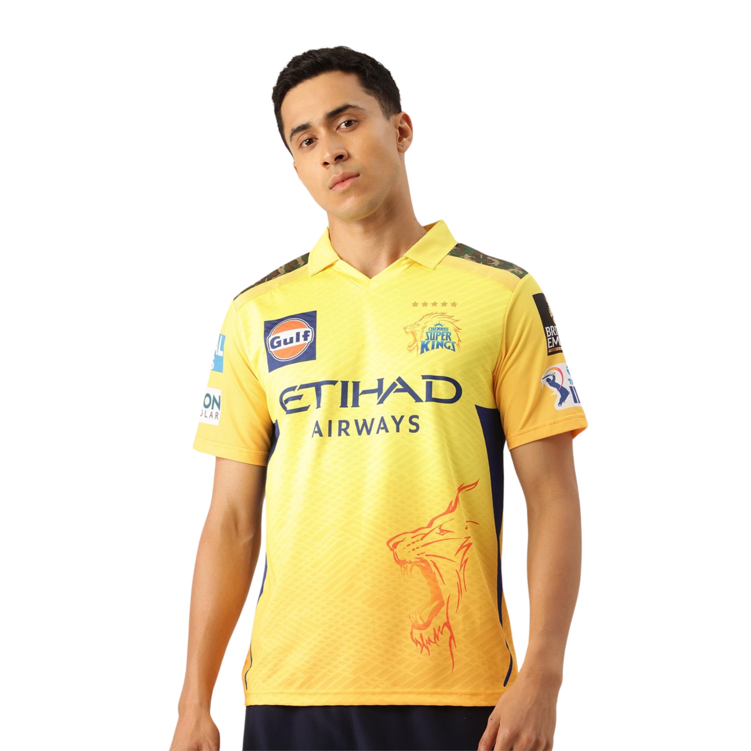 playr Official IPL 2025 Chennai Super Kings Player Replica Match Jersey Half Sleeve with Plain Back-picture-29
