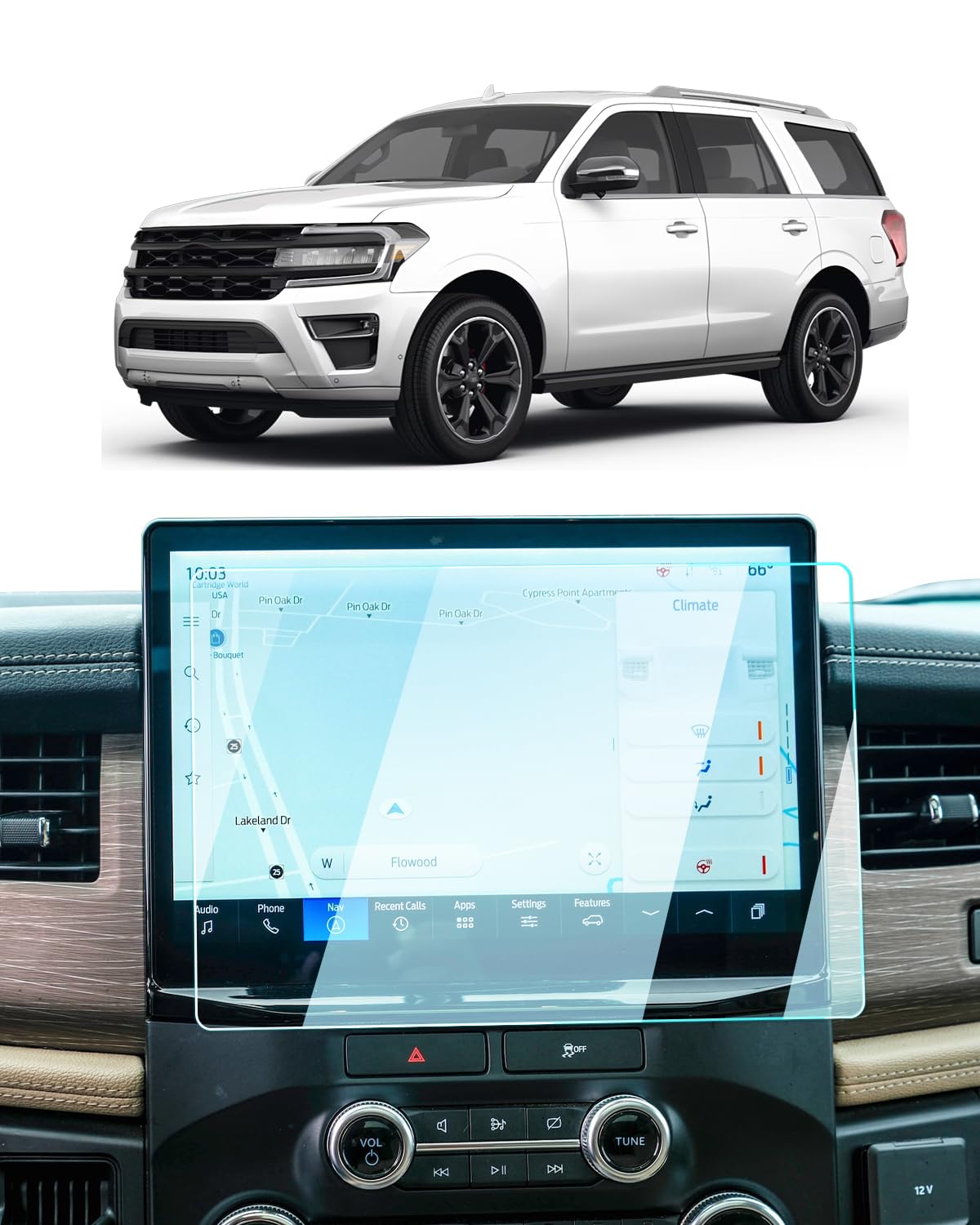 For 2024 Ford Expedition Screen Protector - 2022 2023 2024 Expedition Accessories (XL STX/XLT/Limited/Timberline) 9H Tempered Glass 12 Inch Navigation Touchscreen Reduce Fingerprints High Sensitivity