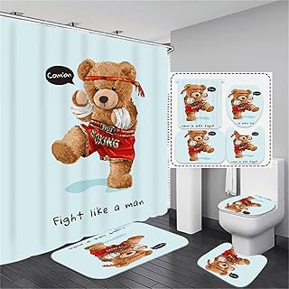 SUUZQK Rideau De Douche en Polyester Imprimé Animal Numérique 3D Imperméable Et Résistant À L'Humidité Rideau De Séparation Sanitaire en Quatre Pièces pour Salle De Bain 180x200cm(WxH) K