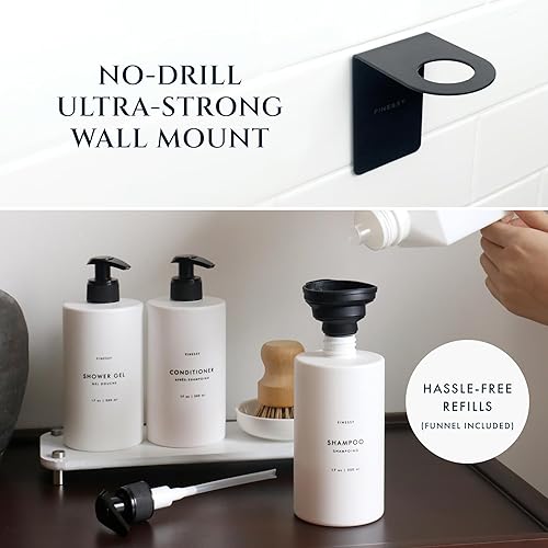 Miniatura 3 de Dispensador de champú y acondicionador de montaje en pared sin taladro, para gel de ducha, gel de ducha, contenedor de botella de jabón recargable