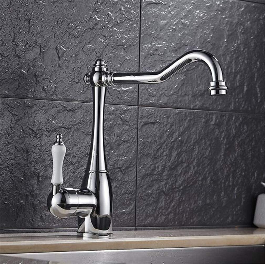 Mitigeur d'eau de cuisine chrome et laiton antique au design rétro