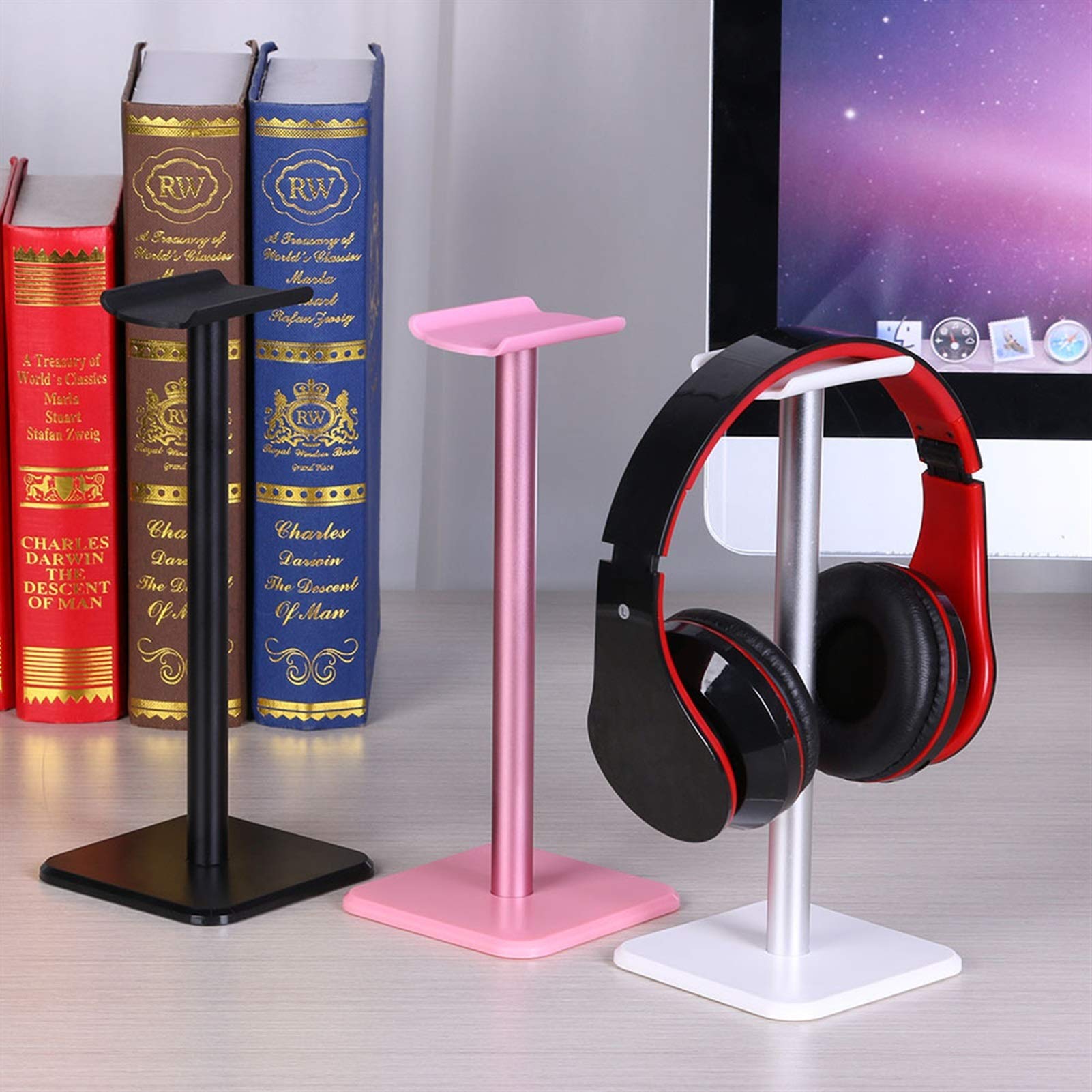 Supporto per Cuffie, Gancio per Auricolari, Supporto in Alluminio per Cuffie da Gioco, espositore per Tutte Le Dimensioni 230x110x25mm