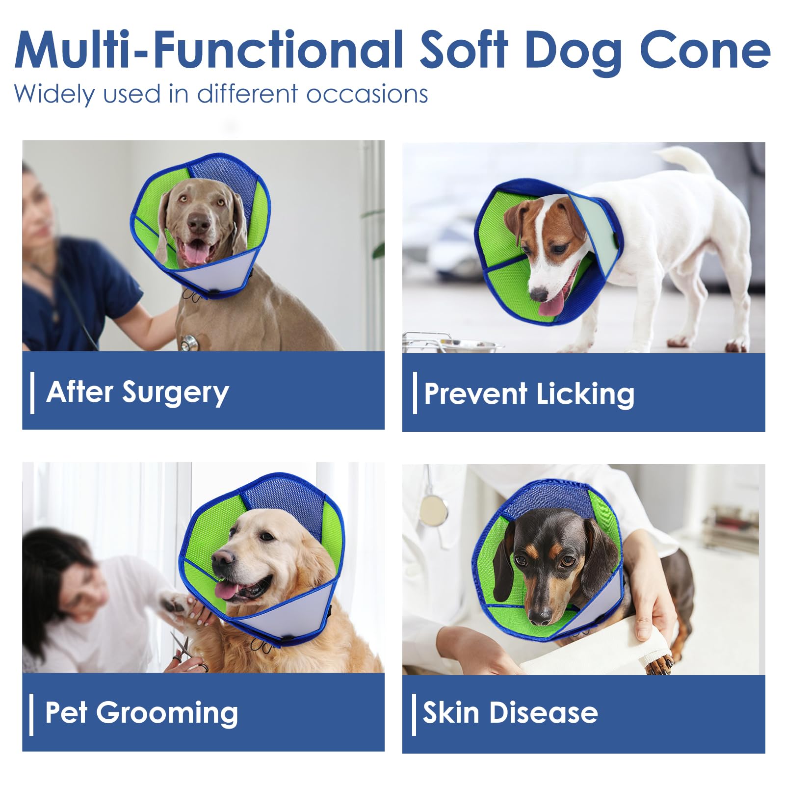 AOFITEE Cône pour chien – Cônes souples pour chiens après une chirurgie – Cônes confortables pour arrêter de lécher les chiens de grande taille – Collier électrique élisabéthain pour la cicatrisation