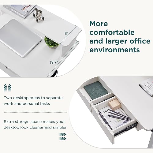 Miniatura 5 de RedLemon Escritorio eléctrico de pie en forma de L de 60 pulgadas, escritorio de esquina ajustable en altura con cajones, bandeja para teclado,