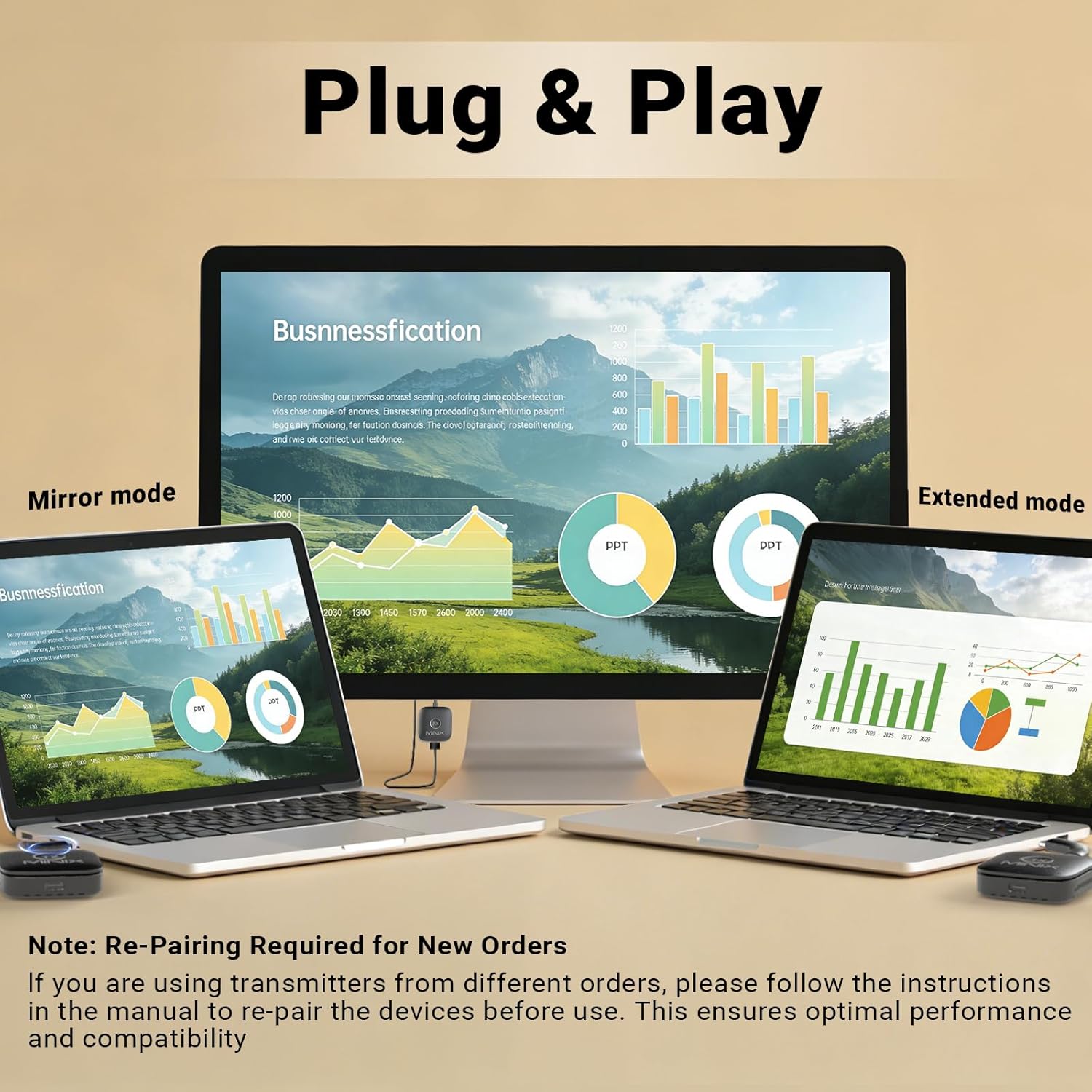 MINIX B21 Plug & Play functionality showing mirror and extended display modes