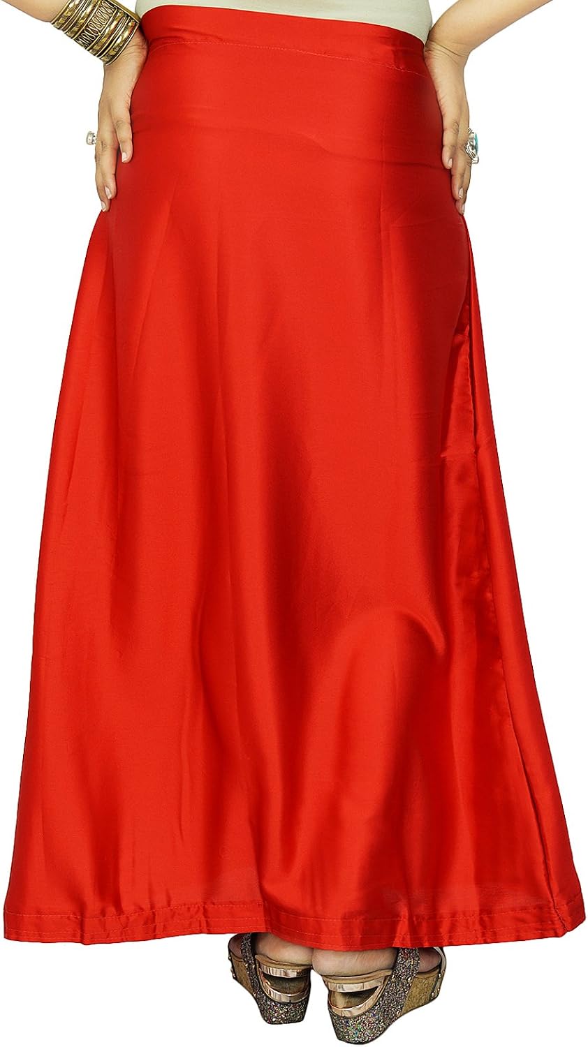 Indian Satin Silk Petticoat Bollywood Solid Inskirt Lining for Sari Gift for Her