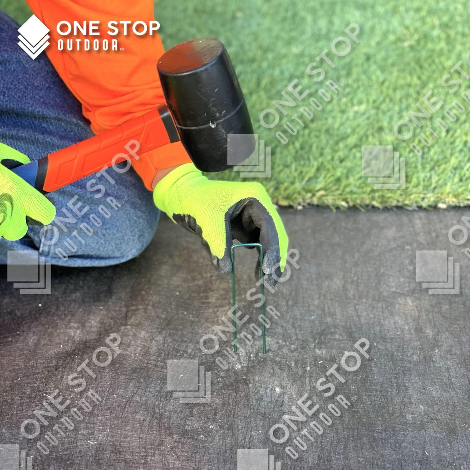 100-Pack Green, 6 Inch Garden Stakes, Landscape Staples, U-Type Turf Stake for Artificial Grass, Rust Proof Sod Pin for Securing Fences Weed Barrier Fabric Outdoor Wires Tents & Tarps
