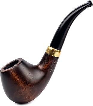 Dr. Watson - Tobacco Pipe, classic Bent Apple shape, Fits 9mm filter, with Pouch, Boxed Brown