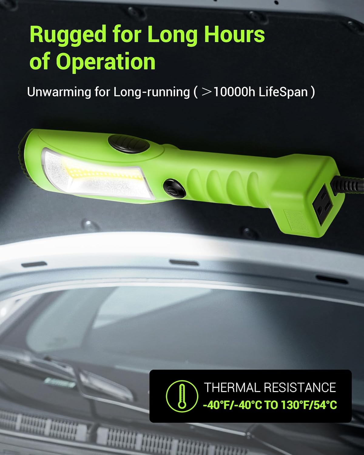 EDISHINE 2000LM LED Work Light, 15ft Underhood Work Light, Dimmable COB LED Trouble Light with Cord 16 Gauge SJTW, Strong Magnet, Swivel Hook for Mechanic, Garage, Workshop, Car Repair, ETL Listed