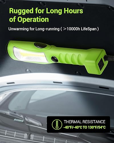 Miniatura 5 de EDISHINE Luz de trabajo LED de 2000 lúmenes, luz de trabajo bajo el capó de 15 pies, luz LED COB regulable con cable SJTW calibre 16, imán fuerte,