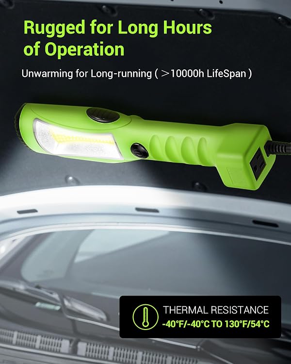 EDISHINE 2000LM LED Work Light, 15ft Underhood Work Light, Dimmable COB LED Trouble Light with Cord 16 Gauge SJTW, Strong Magnet, Swivel Hook for Mechanic, Garage, Workshop, Car Repair, ETL Listed by EDISHINE - Image 5