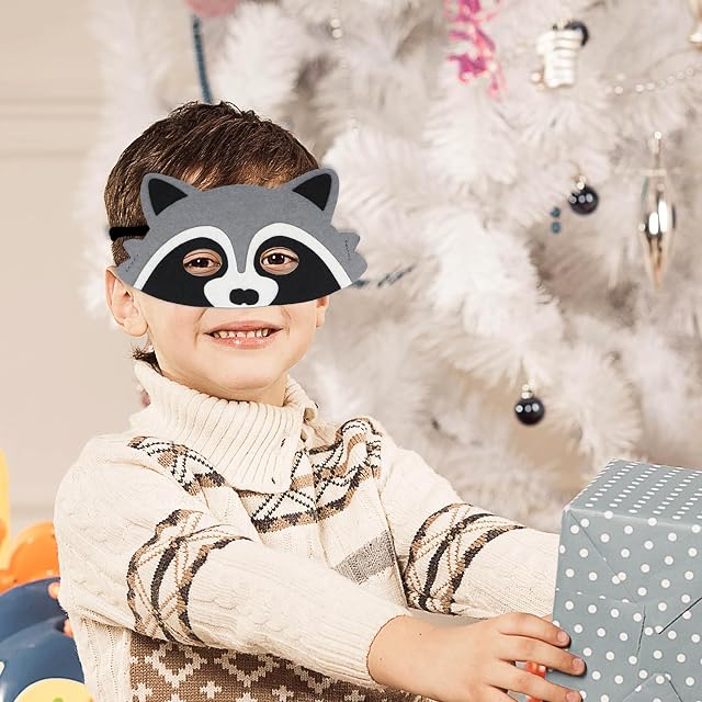 Foto 6 de 8 de Jtnohx Máscaras de Animales de Fieltro Máscaras de Halloween Mapache