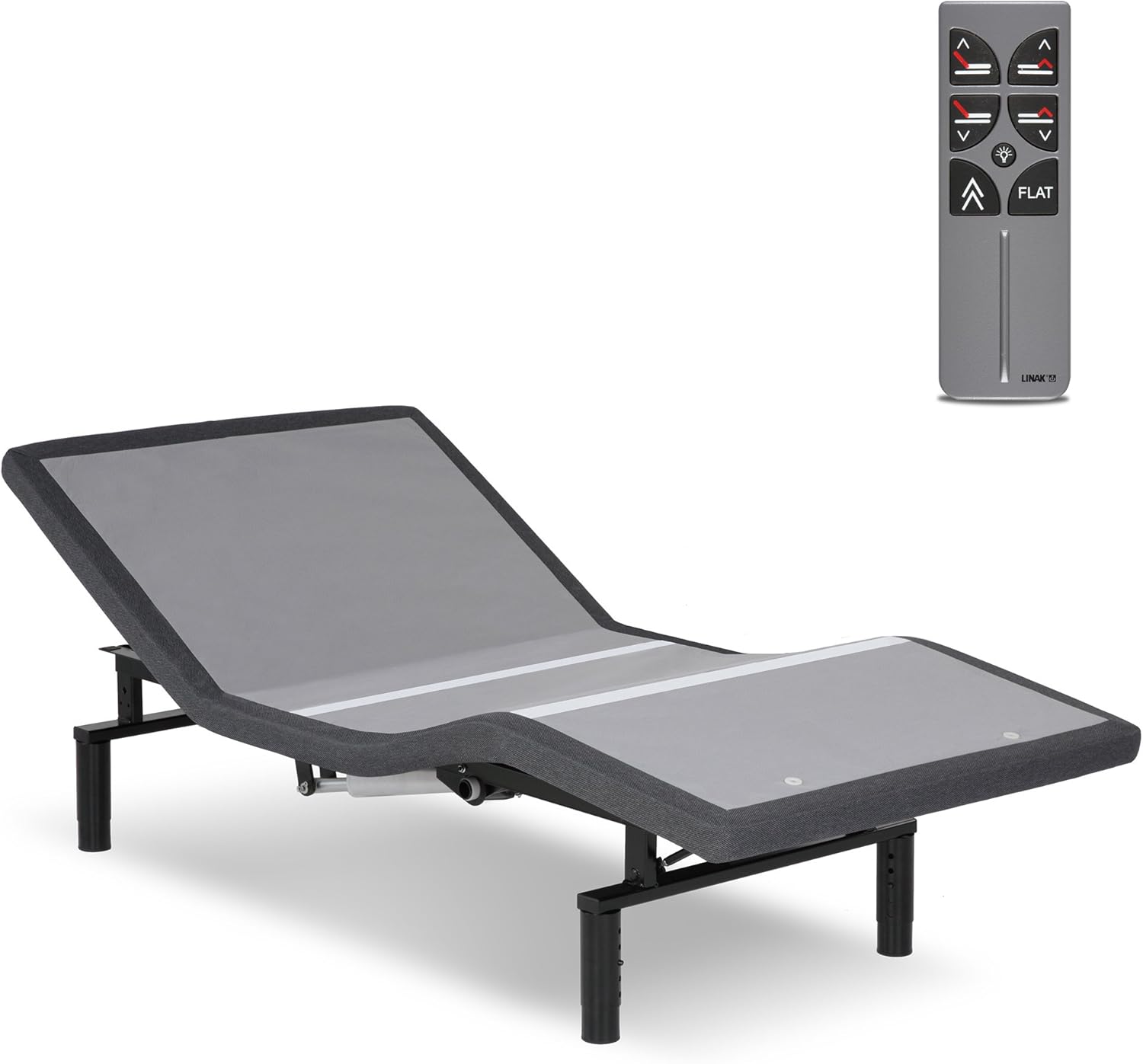 Leggett & Platt Falcon 2.0+ Low-Profile Adjustable Bed Base with Under-Bed Lighting, Charcoal Gray, Twin XL