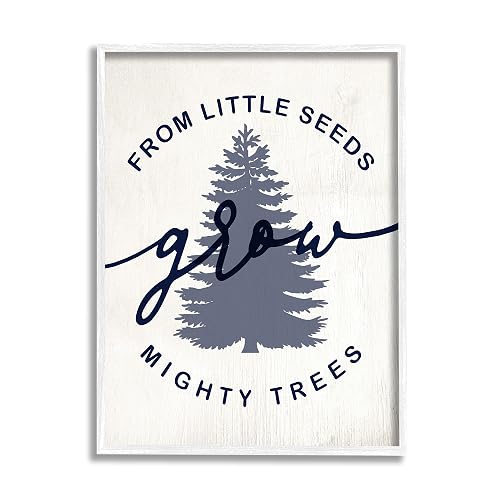'Little Seeds Grow Mighty Trees Sentiment Blue'| Framed Giclee Art