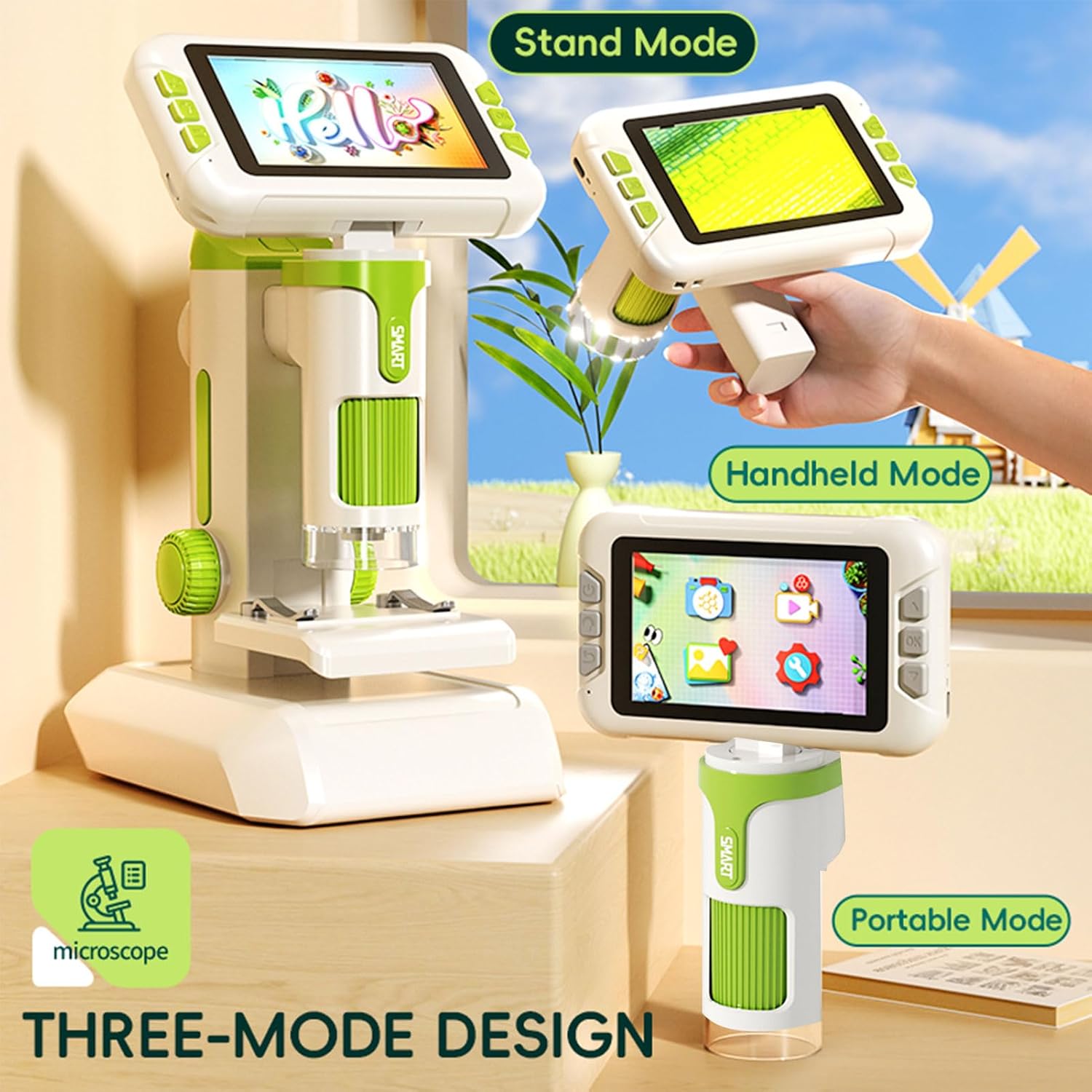 Digital Microscope, Portable Handheld Microscope for Kids, Complete Science Kit with Slides for Nature Observation